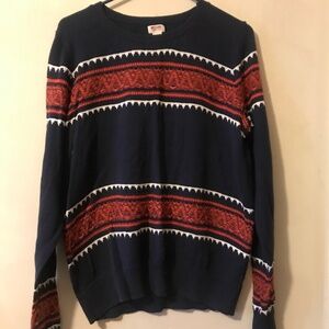Print Sweater. Navy Blue/Red/White. XXL